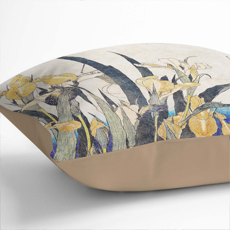 Floral Square Throw Cushion, Stone, 40cm H x 40cm W x 15cm D