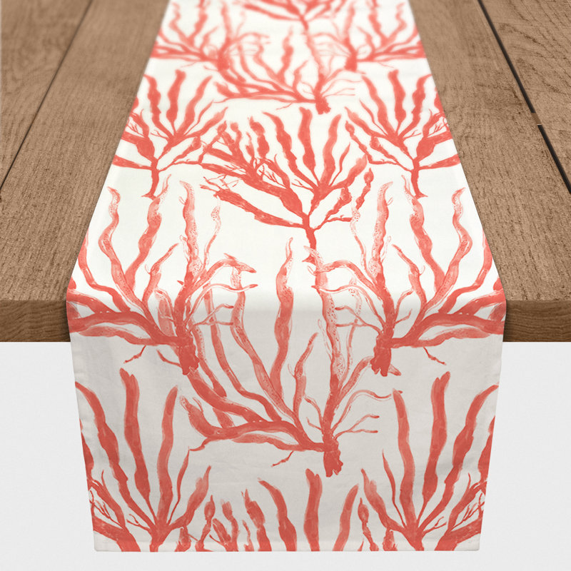 Aldarcie Rectangle Polyester Table Runner, 90" x 16", Coral
