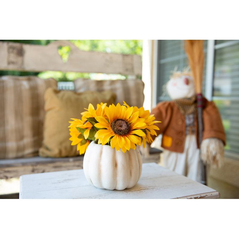 Foam Sunflower Arrangement in Pot, Yellow