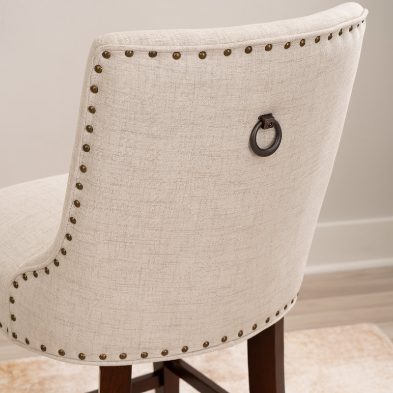 Alejoa Upholstered Nailhead Trim Counter Stool, Counter Stool (25.5" Seat Height)