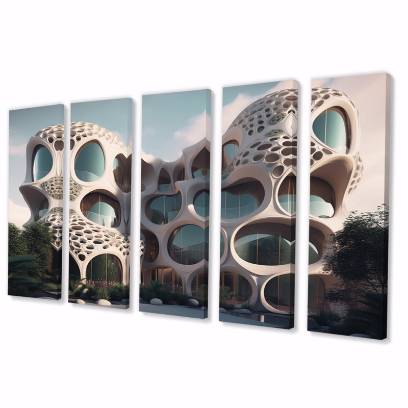 Architectural Flow I - Futuristic Architecture, reproduction sur toile - 5 panneaux égaux