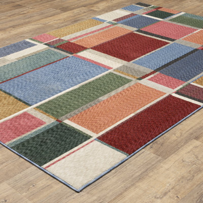 Holub Modern Colour Block Multi-coloured Area Rug