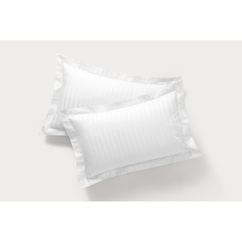 Satin Stripe 2 Piece Sateen Guest Room Sham Case Pack, White, King