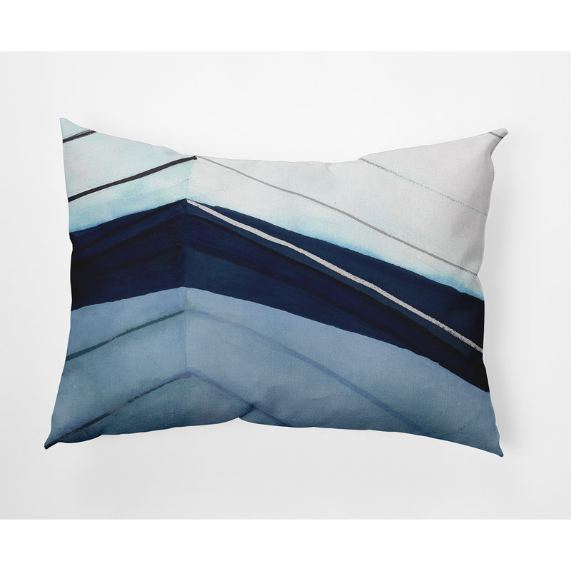 Boat Abstract Reversible Throw Pillow, Blue