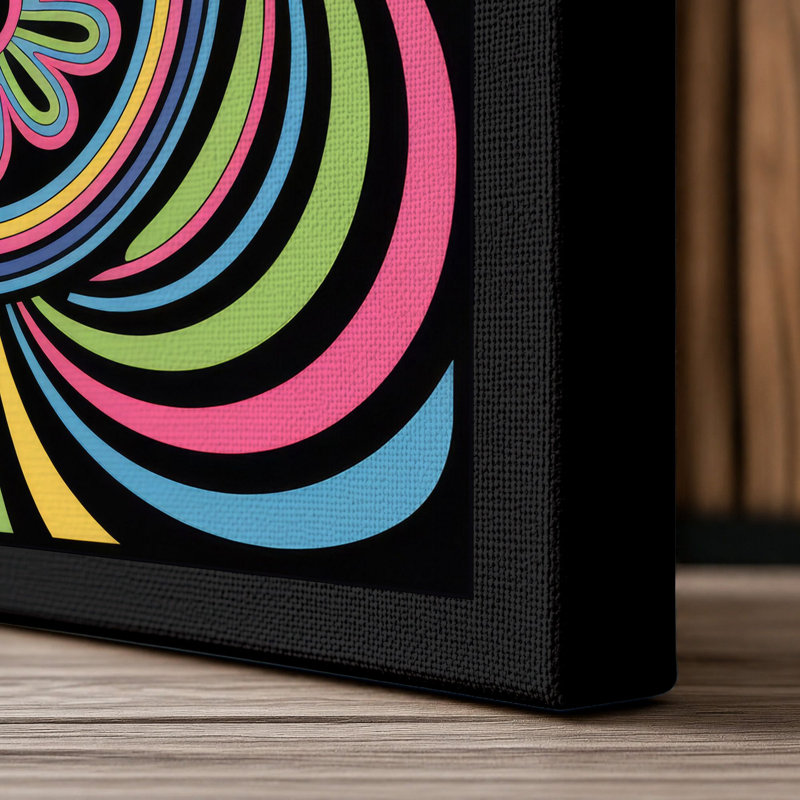 Mandala Hand Geometric - Wrapped Canvas, 24x16 - 61.0 x 40.6 cm, Black Border