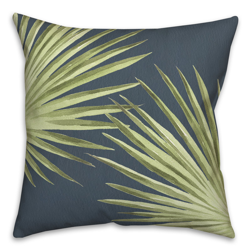  Housse et insert de coussin carré d'extérieur Palm Leaves, 18 po x 18 po, Bleu