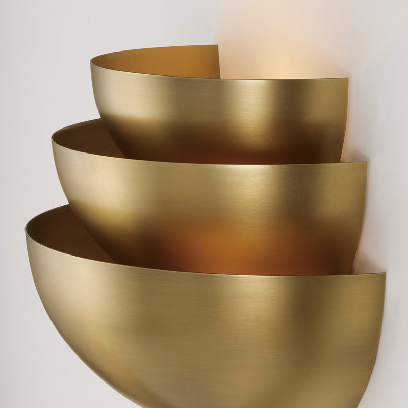 15" W x 11" H 1-Light Modern Tiered Bowl Sconce in Aged Brass