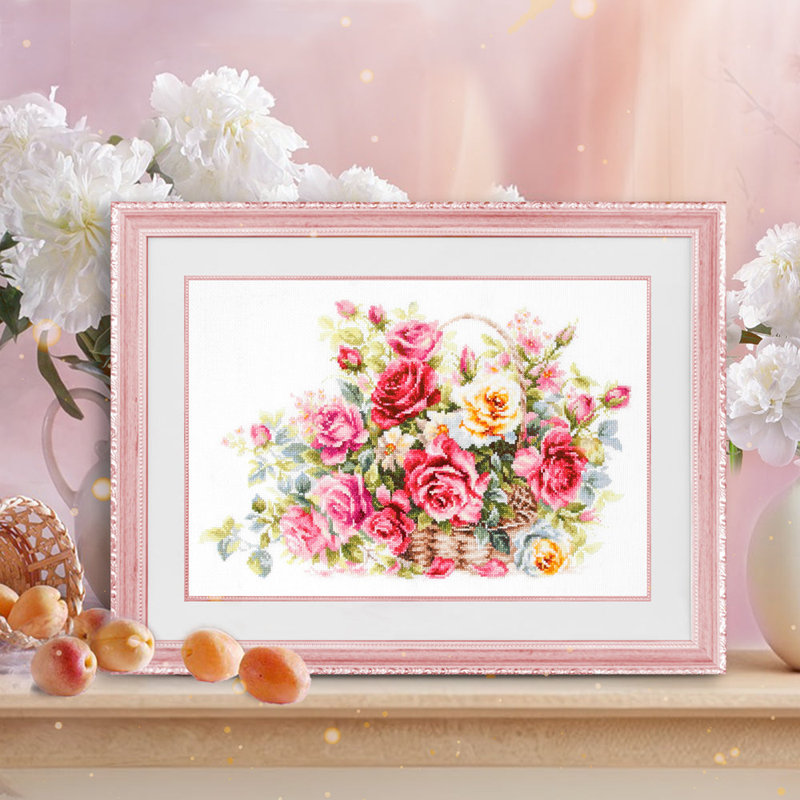 Panier avec roses 70-19 au point de croix