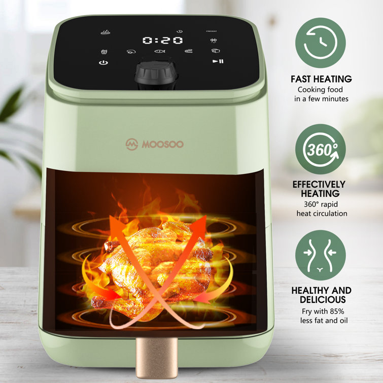 MOOSOO 8 In 1 Mini Air Fryer 2qt With Touchscreen, Temp/timer