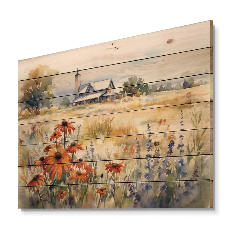 Vert vert blanc à la ferme II sur bois, H 10 po x l 20 po x P 0,78 po
