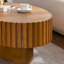 Table basse ovale en bois 43,5 "avec relief fabriqué à la main | Base de piédestal robuste, conception en forme d'olive pour le salon-1839556622-1843395956