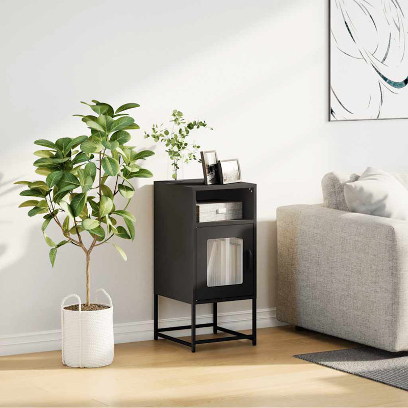Beautrice 36cm W Steel Bedside Table, Black