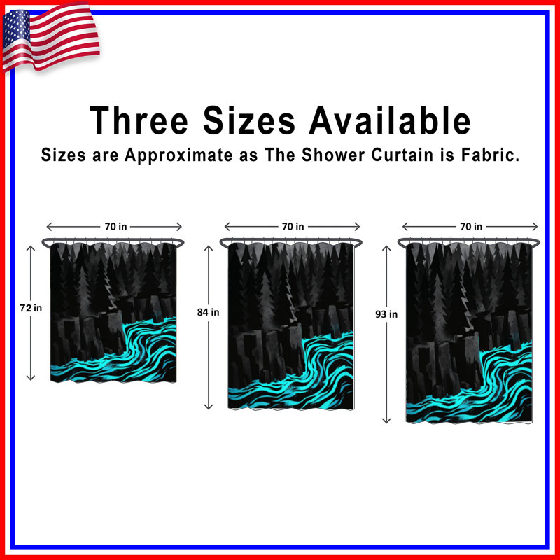 Rideaux de douche Pine River, L 70 po x H 72 po, Noir, bleu clair