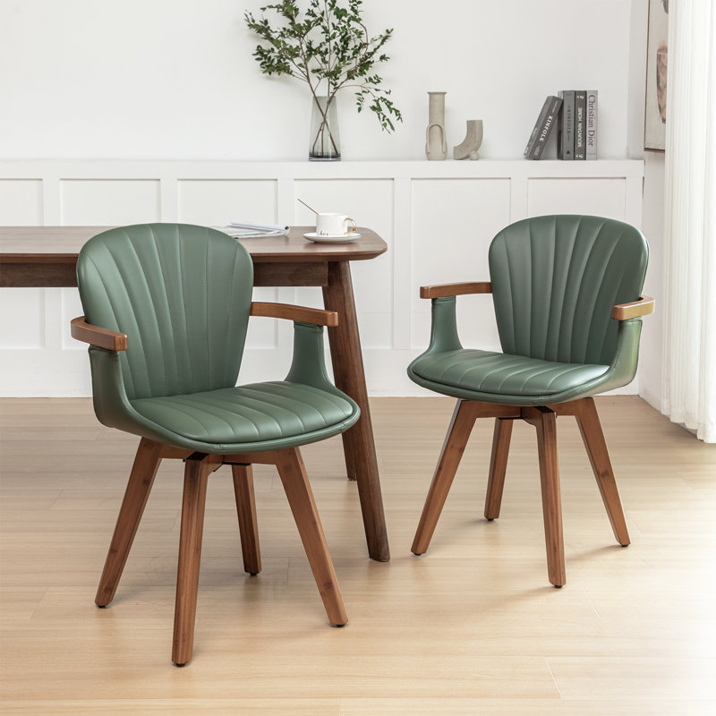 Chaise de salle à manger moderne pivotante en similicuir de 21,2 po Karez, Similicuir vert pâle