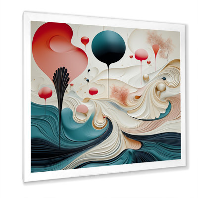 «Abstract Blue Moon Landscape In Retro Blue Red - Abstract Spirals», impression sur toile