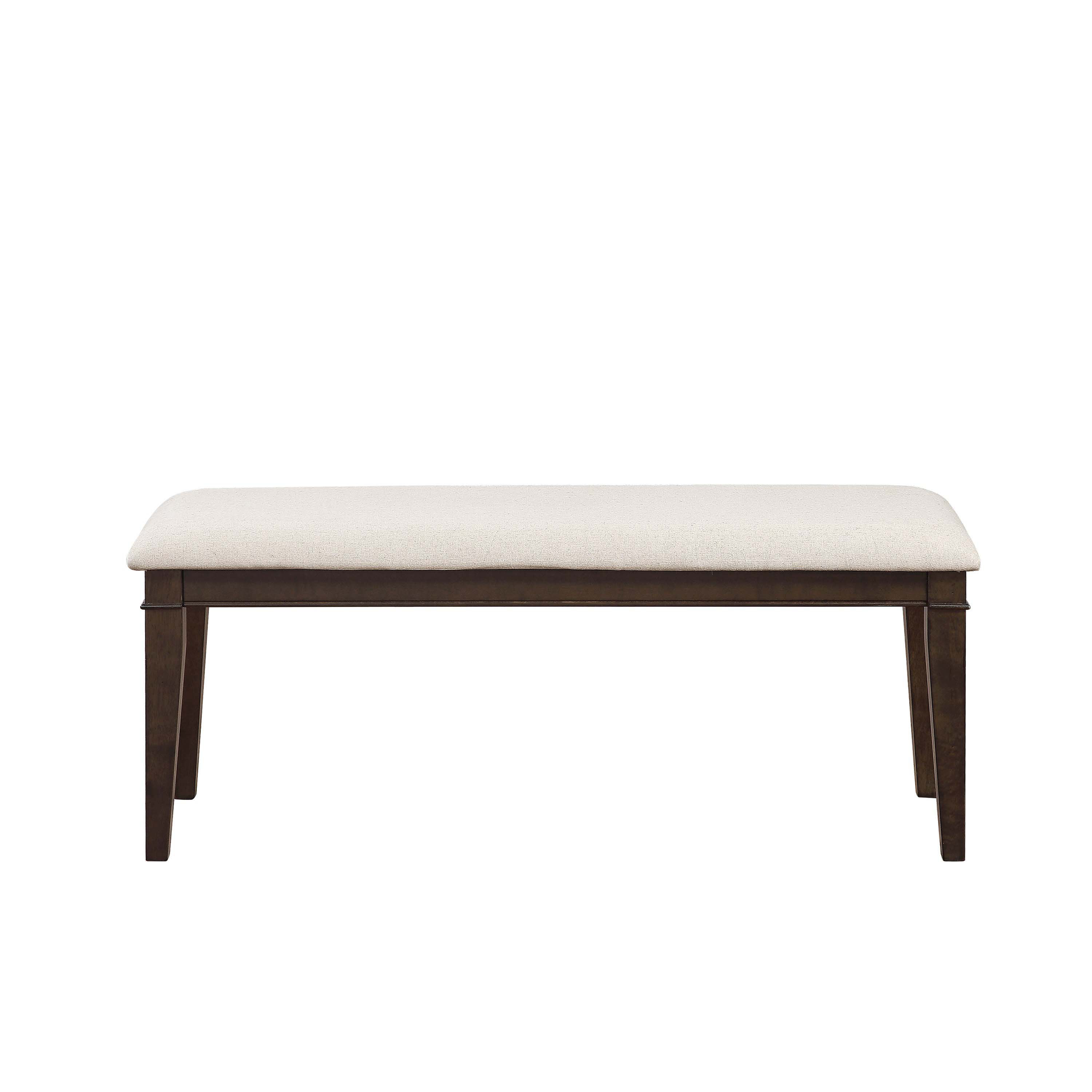 Alcott Hill® Dark Brown Finish 48-inch Bench 1pc Beige Fabric ...