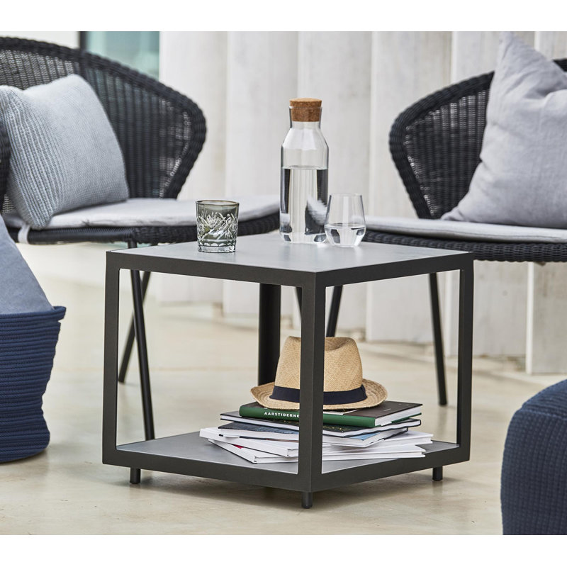 Level Outdoor Square Coffee Table, Lava Gray, 18.9" W x 18.9" L x 16.6" H