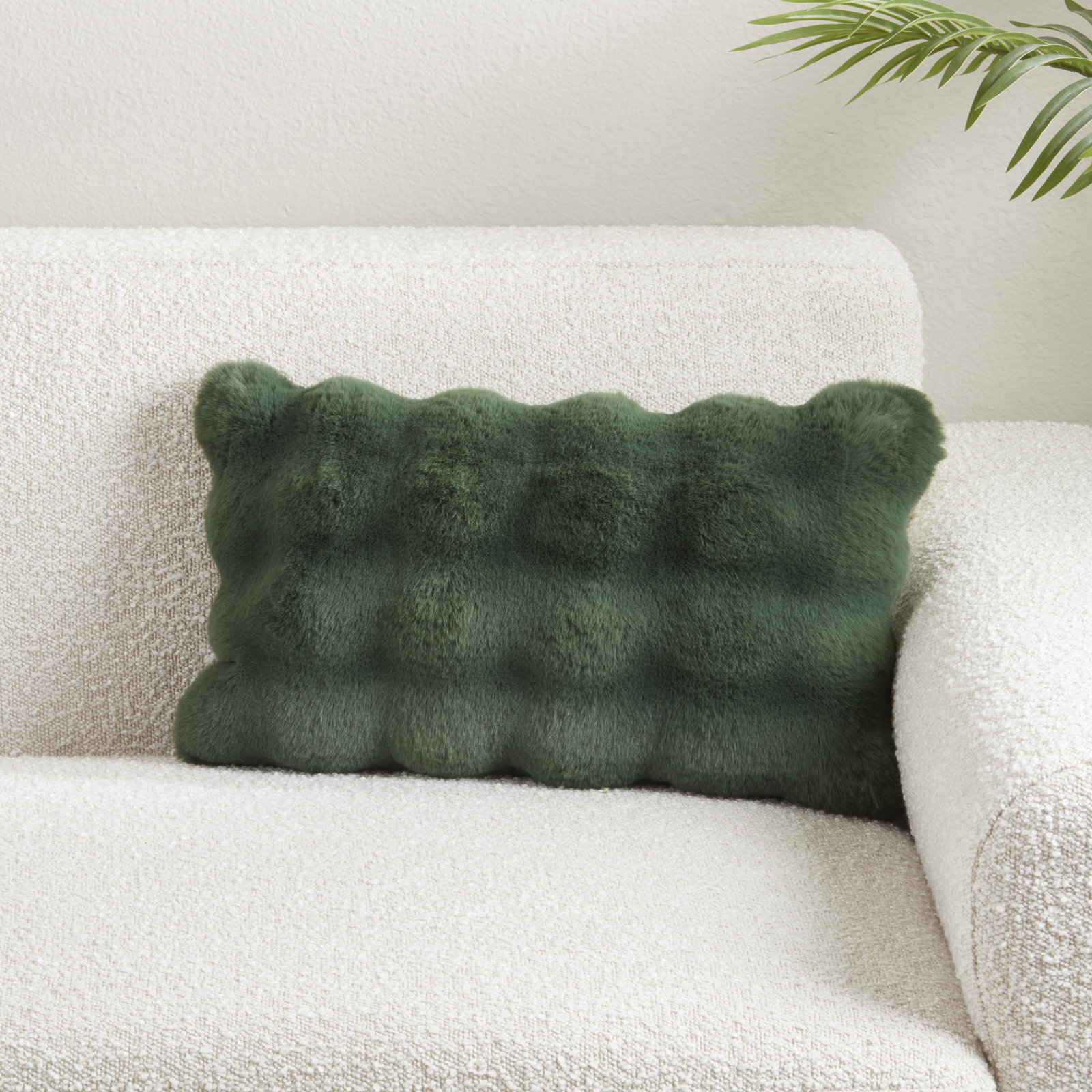 Cozy Bubble Faux Fur Pillow Cover, Polyester, Rectangle 12" H x 20" W, Jasper Green