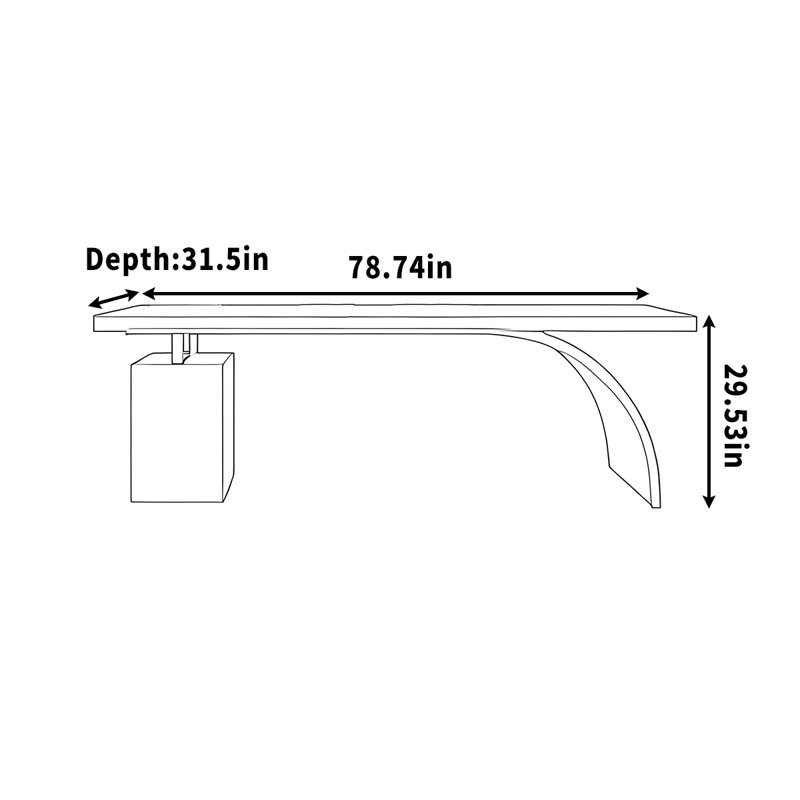 Bercht, H 29,53 po x l 78,74 po x P 31,5 po