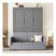 Grand lit escamotable mural avec coussin, gris