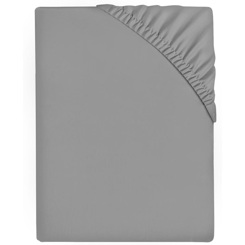 Super Dreamer Fitted Sheet Solid Colour - Polyester Single Double King Size Machine Washable High Quality Yarn Bed Set, Grey