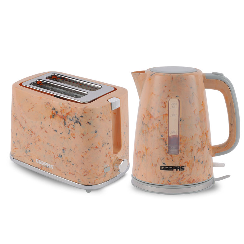 GEEPAS 1.7L 2200W Cordless Electric Kettle, 900W 2 Slice Bread Toaster Combo Set | 360° Rotational Base, Concealed Heating & Strix Control l 7 Level Browning Control, Crumb Tray