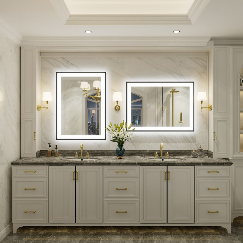 Aevar UL Certified Front & Back LED Anti-Fog Tempered Glass Framed Bathroom/Vanity Mirror with 3-Year Warranty, 28" x 20"