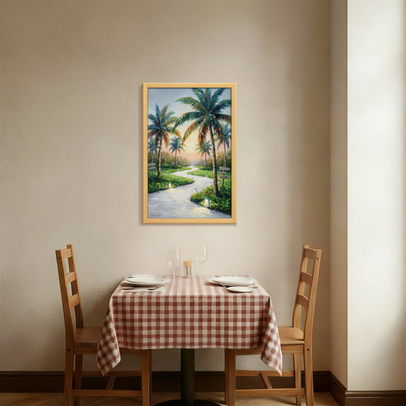 Plantes et fleurs, sentier tropical, palmiers, coucher de soleil, paysage