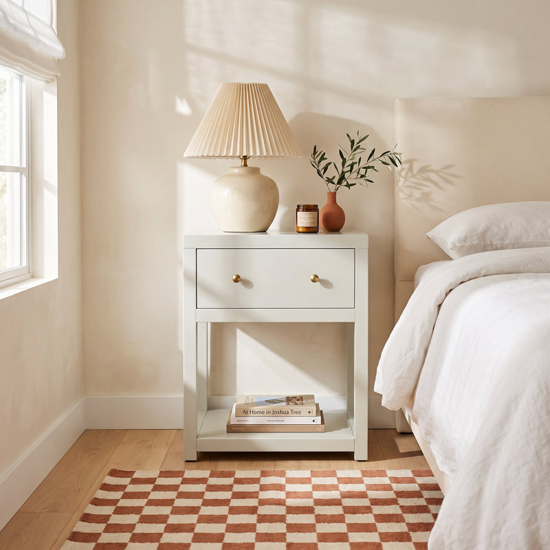 Nora 21 in. W Wood 1 Drawer Small Nightstand with Shelf, Sage Green