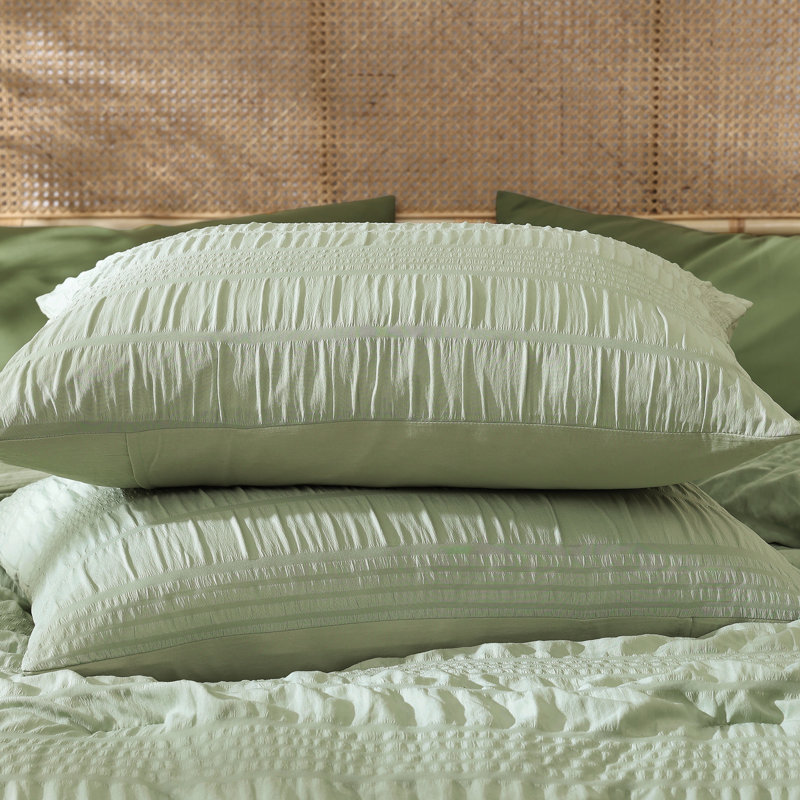 Comforter Set, Seersucker Bed in a Bag Soft All Seasons, Bedding Sets with Comforter, Flat Sheet, Fitted Sheet, Pillow Shams, Pillowcases