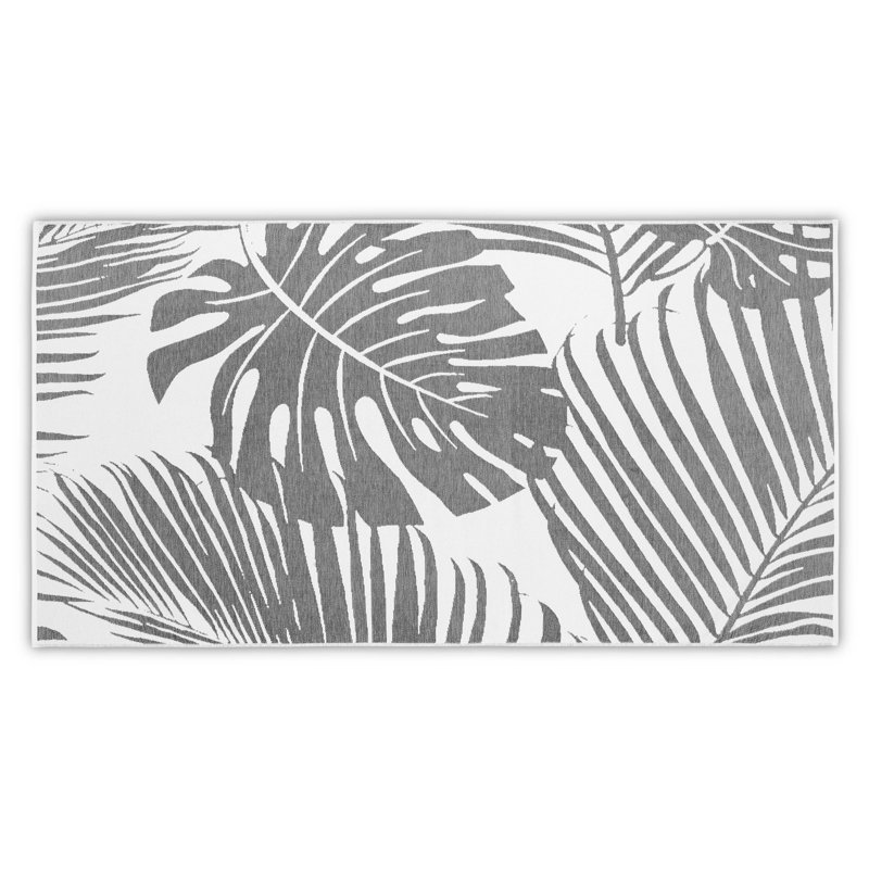 Cotton Midweight Beach Towel, Warm Gray/White  