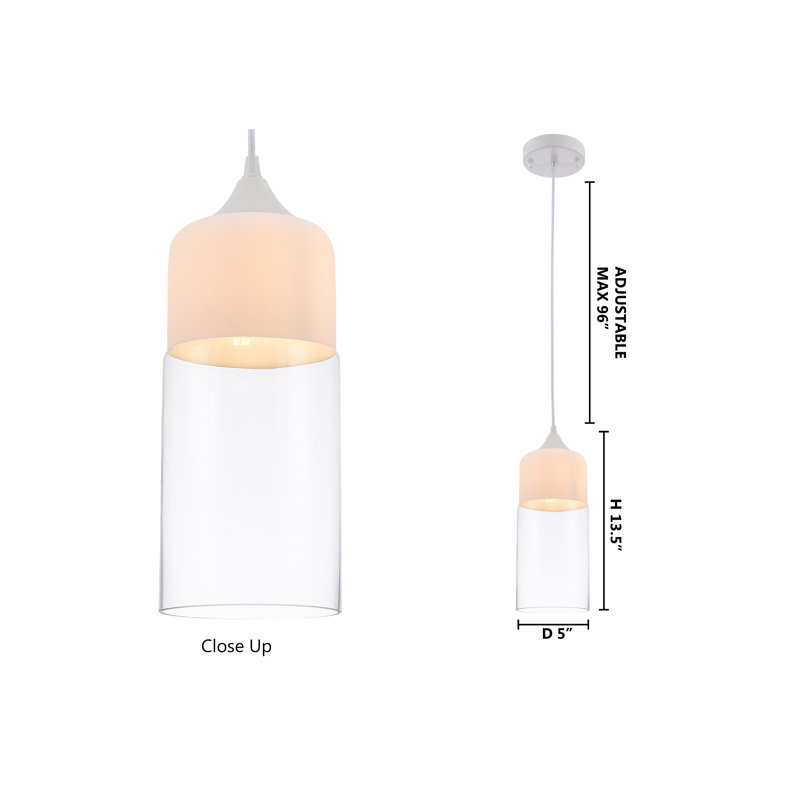 Matte White Single Pendant Light with Clear Glass Shade