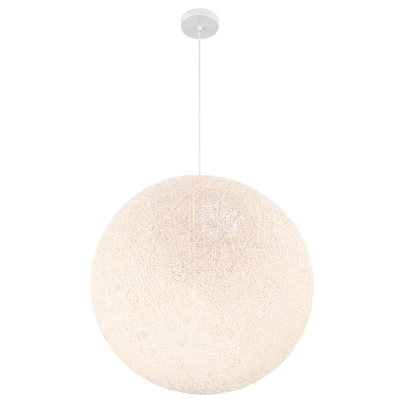 Luminaire suspendu 1 lumière Jahmaine, Blanc mat, Blanc, H 146,25 po x l 24 po x P 24 po