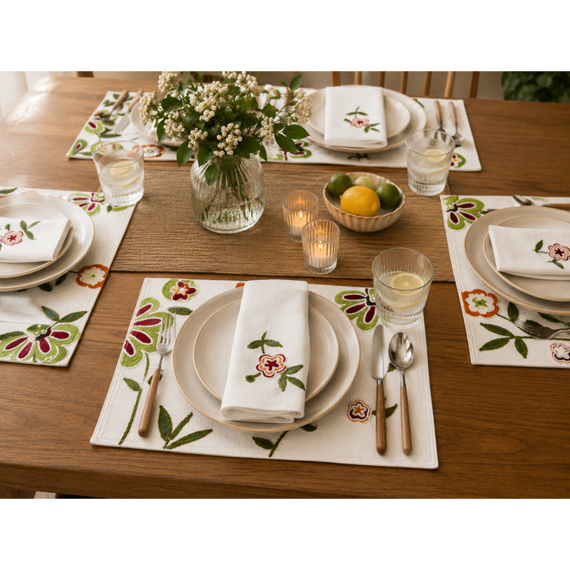 Récapitulatif de 20 po Flora Linens, Rouge jardin