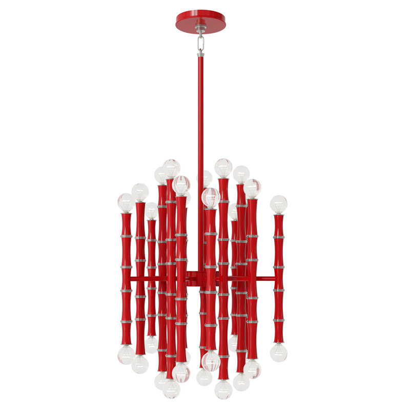 Lustre 30 lumières Kane, Eau de rose / argent