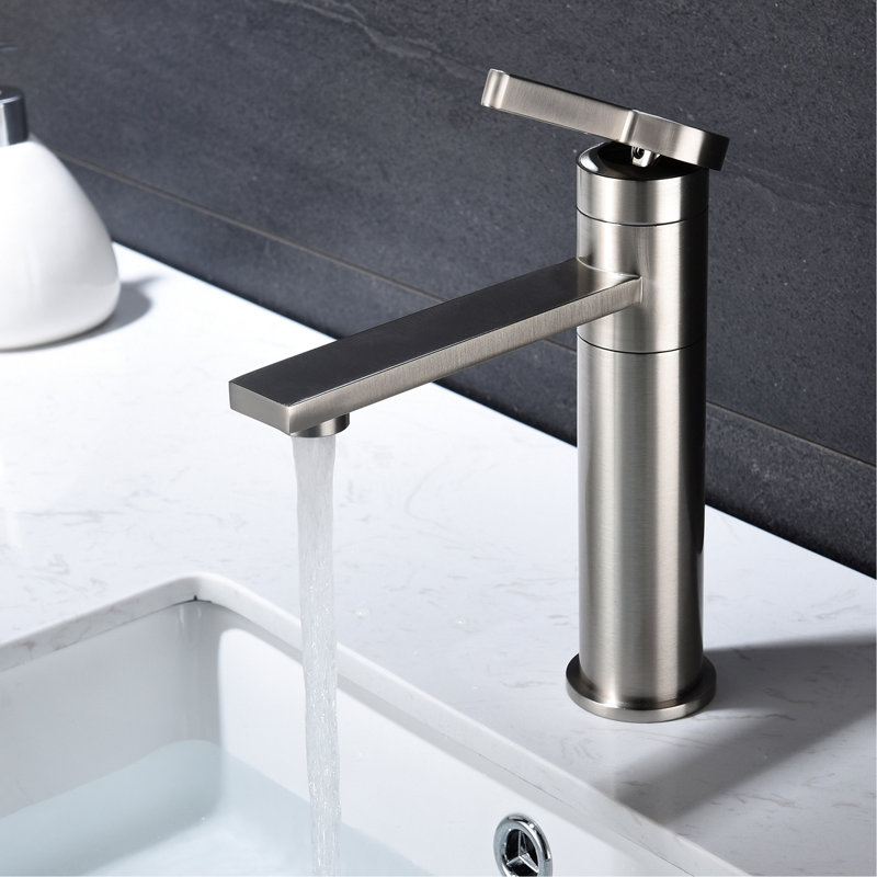 Robinet de salle de bain en nickel brossé, acier inoxydable, lavabo à poignée simple, nettoyeur de surface, un pour le contrôle de température sans effort, poignée de lavabo à lignes arrondies, réduction de finition