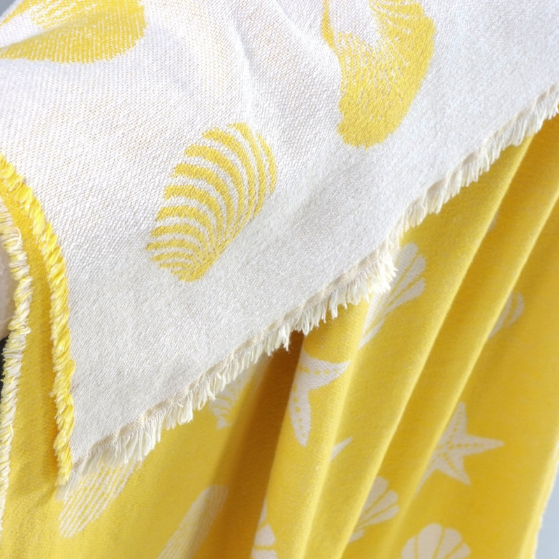 Seashells Cotton Throw, Yellow