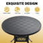 Ensemble de salle à manger d'extérieur 5 pièces comprenant une table ronde de 100 cm (39,37 po) et 4 chaises pivotantes avec coussins bleus.-1583433558