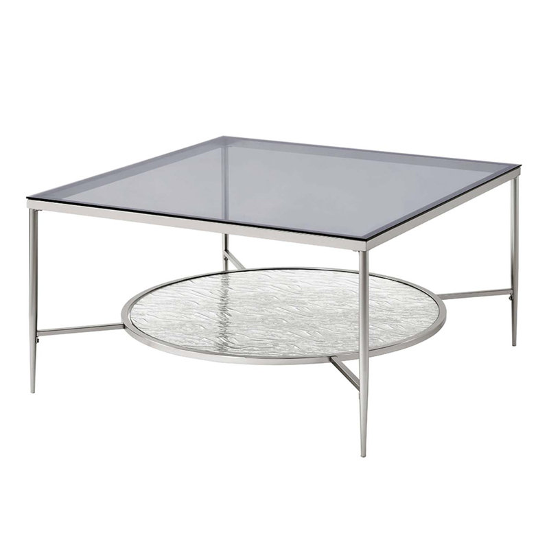Table basse Adelrik, finition verre et chrome