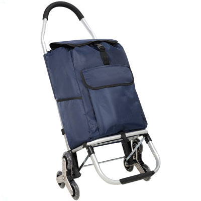 Shopping Stair Trolley With Wheels,Trolley Black Foldable Shopping Cart,Removable Shopping Oxford Waterproof Bag,Stainless Steel Triangular Wheels