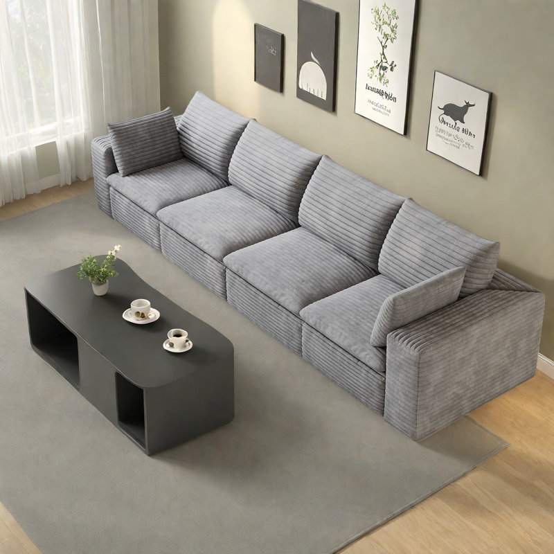 Compression Cloud Sofas, 134 Inch Corduroy Modern Modular Couch For Home