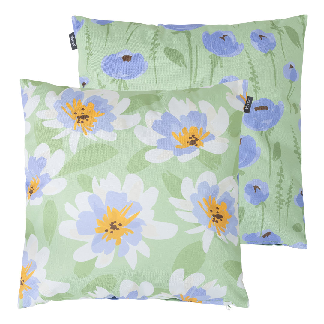 Indoor / Outdoor Floral Square Scatter Cushion with Filling