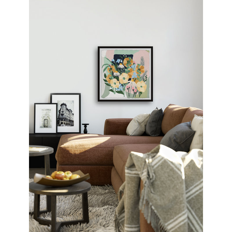 Reproduction d’art sur papier encadrée « Wild Poppies » par Parvez Taj, H 32 po x l 32 po x P 1,5 po