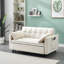 Lit convertible avec revêtement en velours, confortable, pour chambre à coucher, sommeil moderne 3 en 1 beige, rembourrage en éponge, pied en métal, 2-1398704616