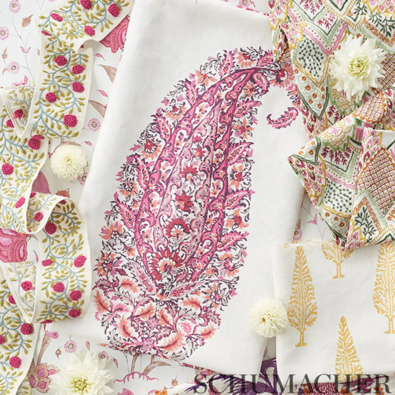 Khilana Floral Fabric, Rose