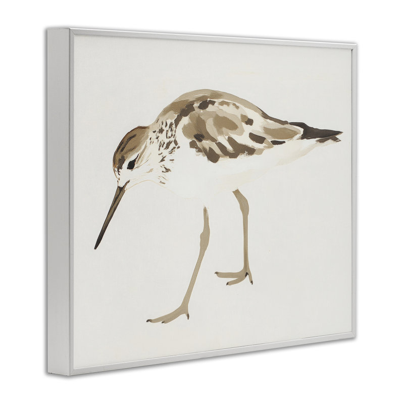 Giclée sur toile Sandpiper Shore, H 16 po x l 20 po, Estampe numérique encadrée blanc bord de mer