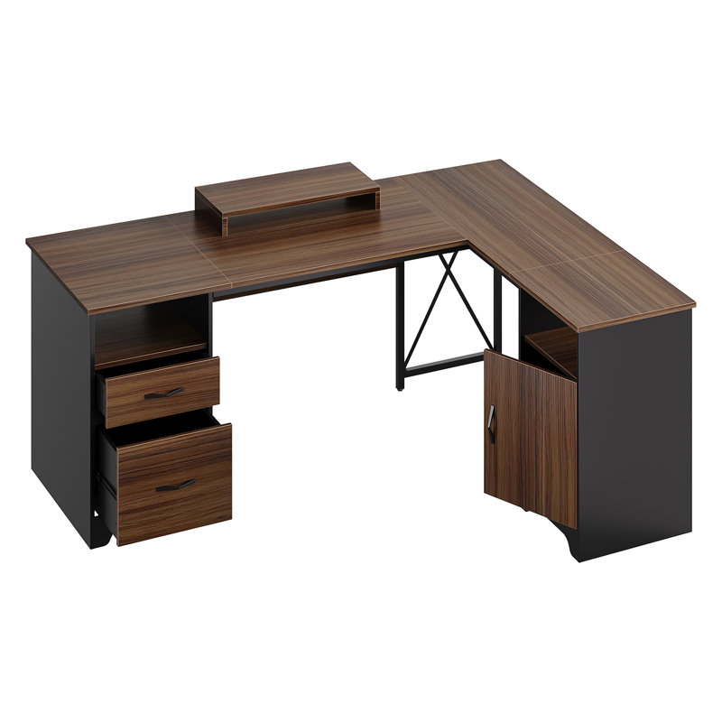 L-Shaped Computer Desk, Cherry