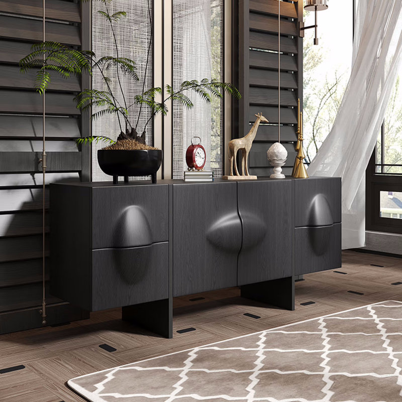 Buffet en bois massif noir