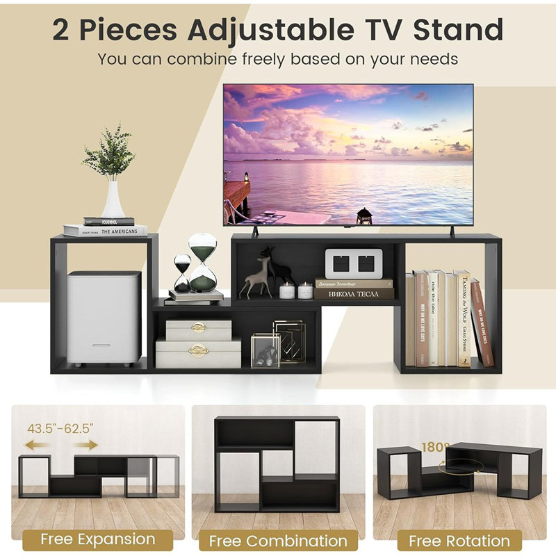 Bookshelf TV Stand For Tvs Up To 55", 2 Pieces Free-Comb...