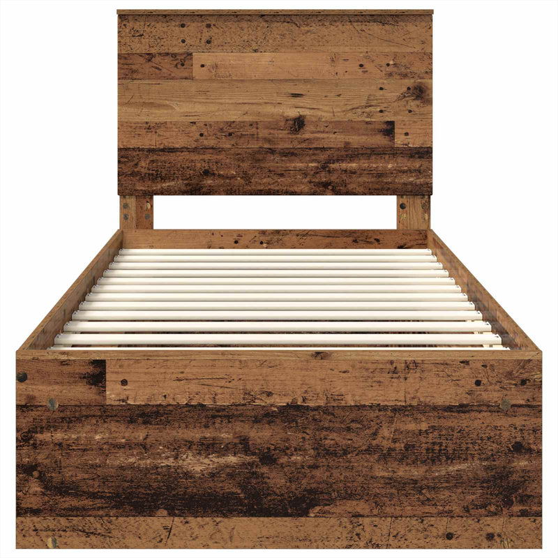 Solid Wood Bed, Old Wood, Single (3')